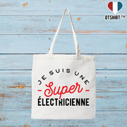 Tote bag coton recyclé une super électricienne