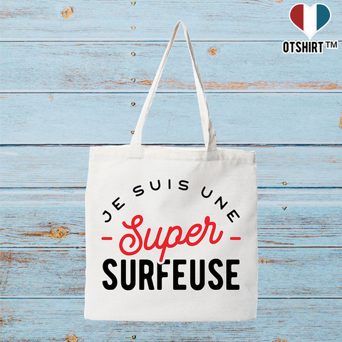 Tote bag coton recyclé une super surfeuse