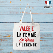 Tote bag coton recyclé valérie la femme la reine la légende