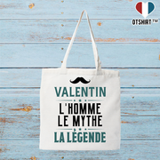 Tote bag coton recyclé valentin l'homme le mythe la légende