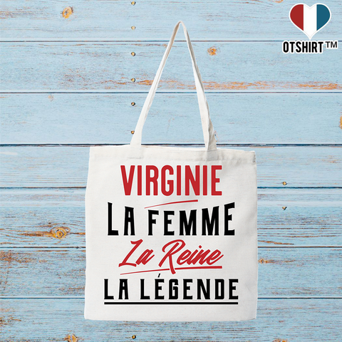 Tote bag coton recyclé virginie la femme la reine la légende