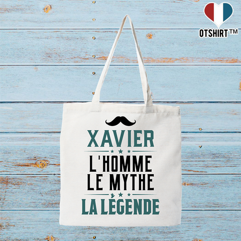 Tote bag coton recyclé xavier l'homme le mythe la légende