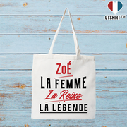 Tote bag coton recyclé zoé la femme la reine la légende
