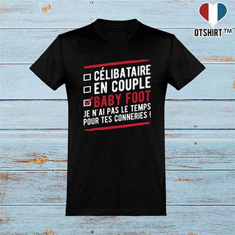  T shirt homme célibataire en couple baby foot