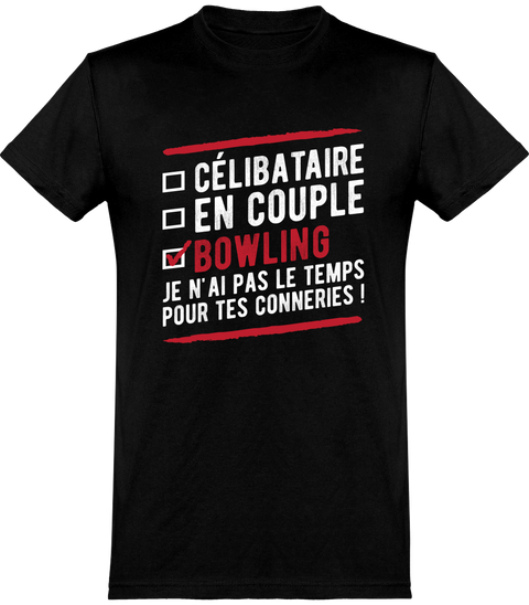  T shirt homme célibataire en couple bowling