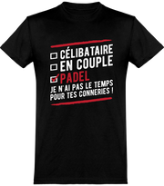 T shirt homme célibataire en couple padel