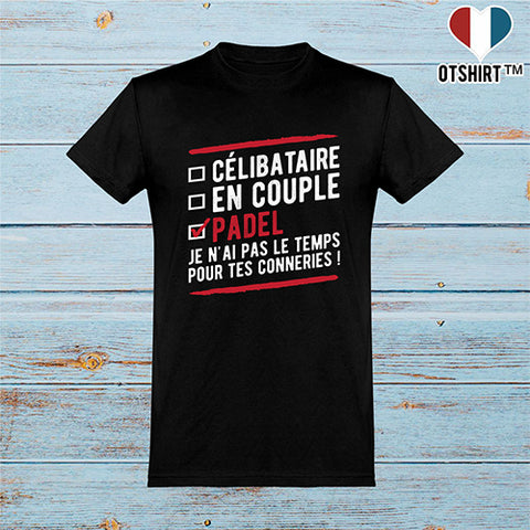  T shirt homme célibataire en couple padel