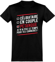  T shirt homme célibataire en couple pétanque