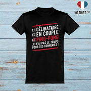  T shirt homme célibataire en couple ping-pong