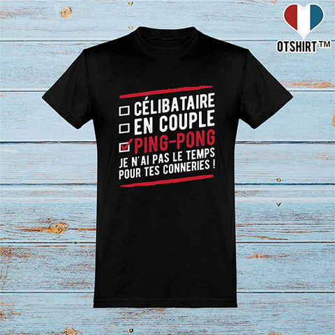  T shirt homme célibataire en couple ping-pong