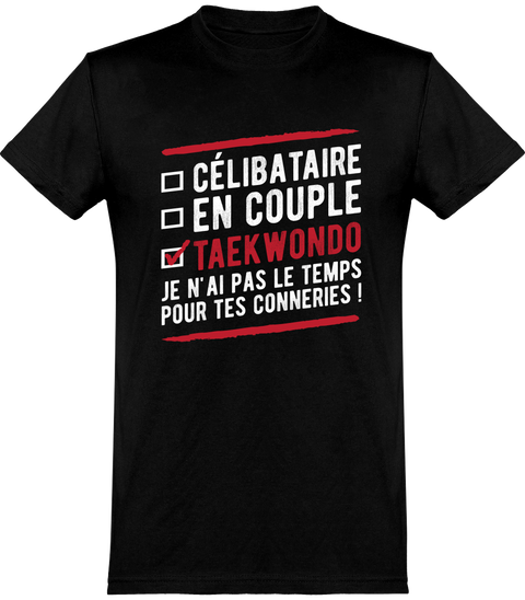 T shirt homme célibataire en couple taekwondo