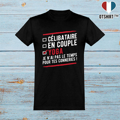  T shirt homme célibataire en couple yoga