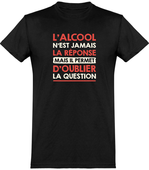  T shirt homme l'alcool n'est jamais la réponse