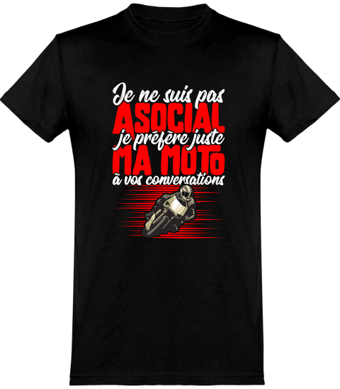 Cadeau homme T shirt homme pas asocial moto –