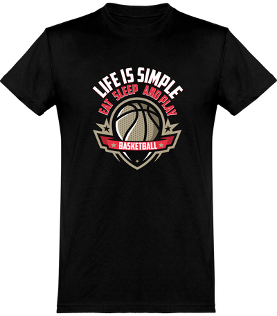  T shirt homme life is simple basket