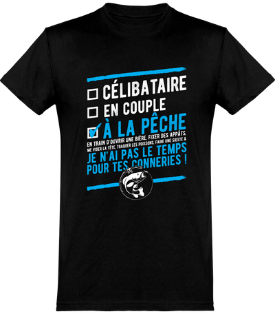  T shirt homme célibataire à la pêche