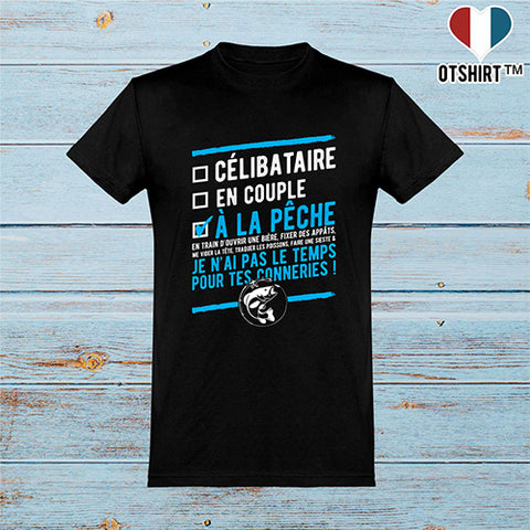  T shirt homme célibataire à la pêche
