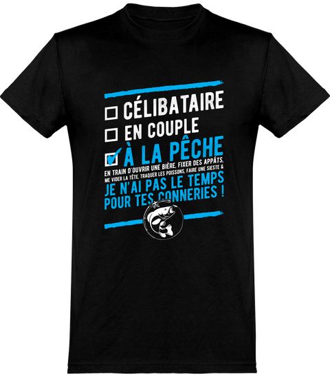  T shirt homme célibataire à la pêche