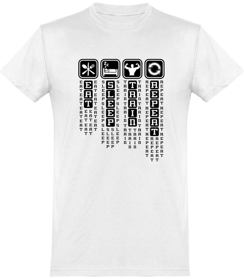  T shirt homme eat sleep train repeat
