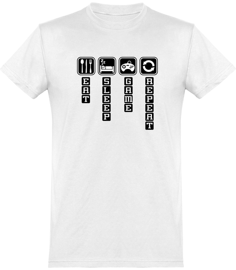  T shirt homme eat sleep game repeat