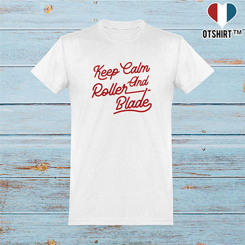  T shirt homme keep calm and roller blade