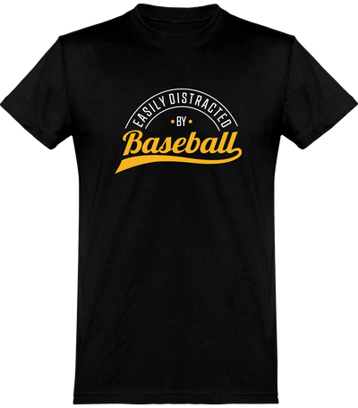  T shirt homme easily distracted by baseball