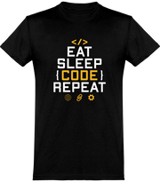  T shirt homme eat sleep code repeat