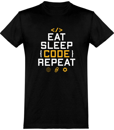  T shirt homme eat sleep code repeat