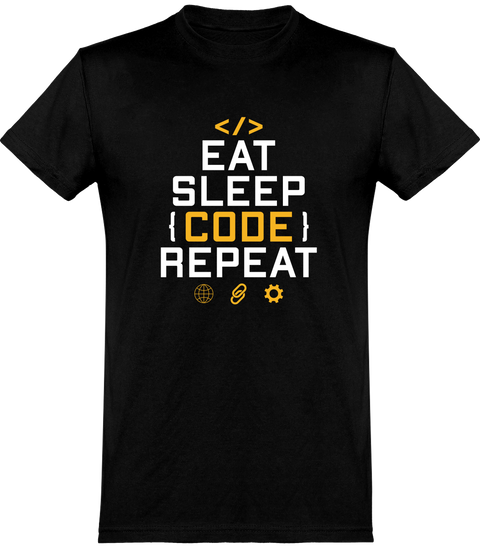  T shirt homme eat sleep code repeat