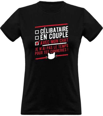 T shirt femme célibataire avec mon chat
