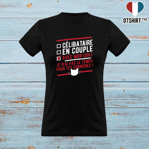 T shirt femme célibataire avec mon chat