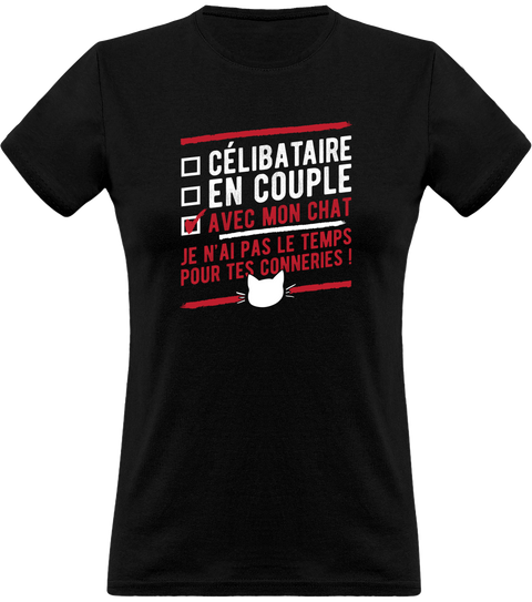 T shirt femme célibataire avec mon chat