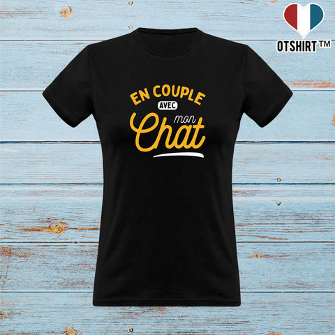 T shirt femme en couple avec mon chat