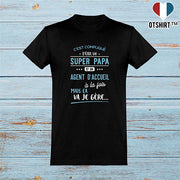  T shirt homme super papa et agent d'accueil