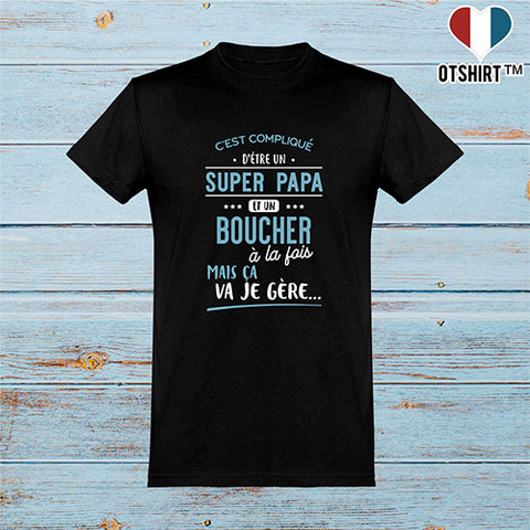  T shirt homme super papa et boucher