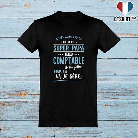  T shirt homme super papa et comptable