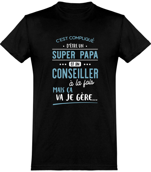  T shirt homme super papa et conseiller