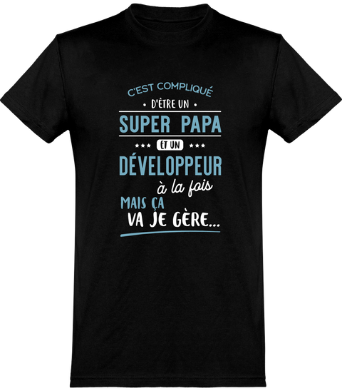  T shirt homme super papa et développeur