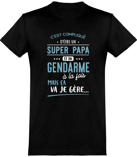  T shirt homme super papa et gendarme