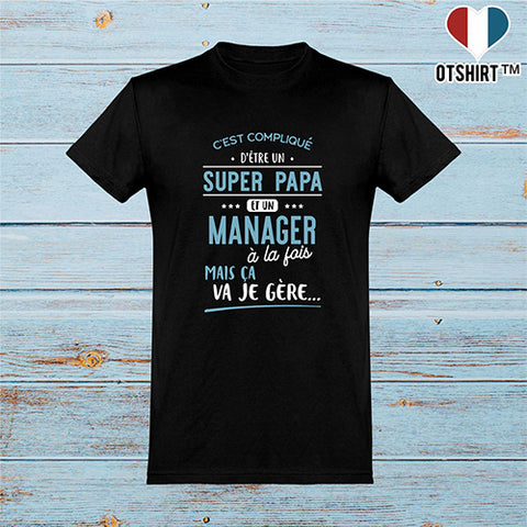  T shirt homme super papa et manager