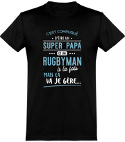  T shirt homme super papa rugbyman