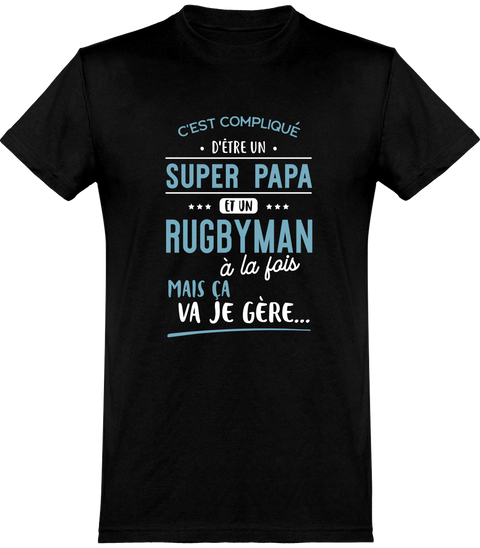  T shirt homme super papa rugbyman