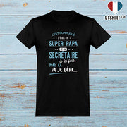  T shirt homme super papa et secrétaire