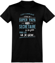  T shirt homme super papa et secrétaire