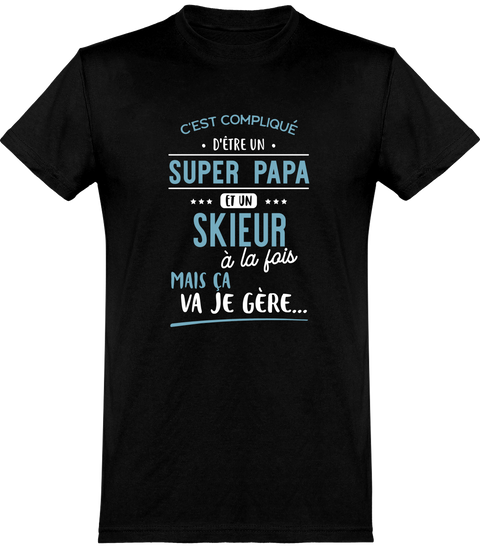  T shirt homme super papa et skieur
