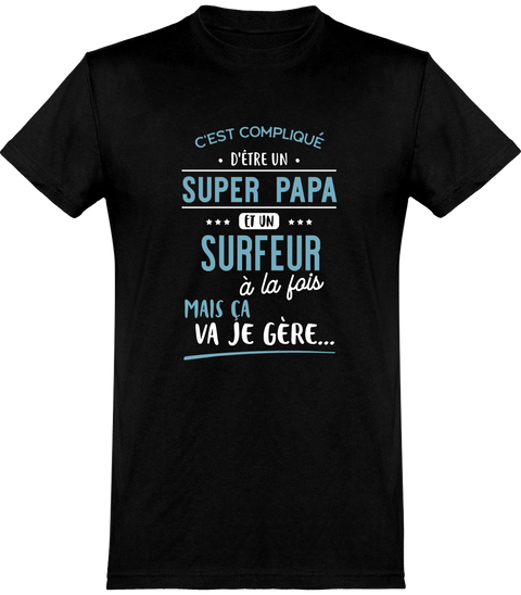  T shirt homme super papa et surfeur
