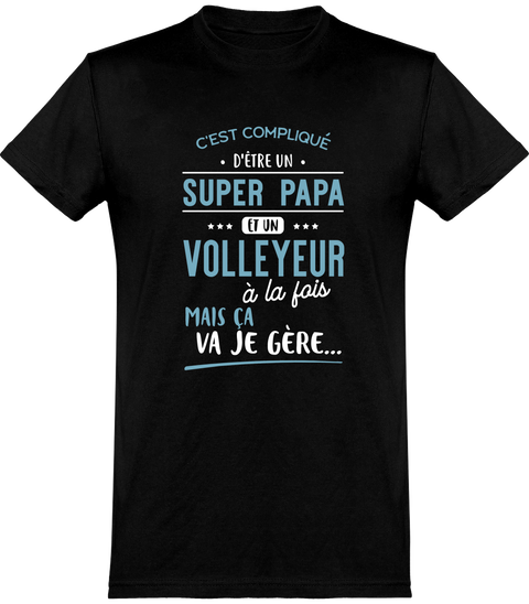  T shirt homme super papa et volleyeur