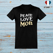  T shirt homme peace love mob
