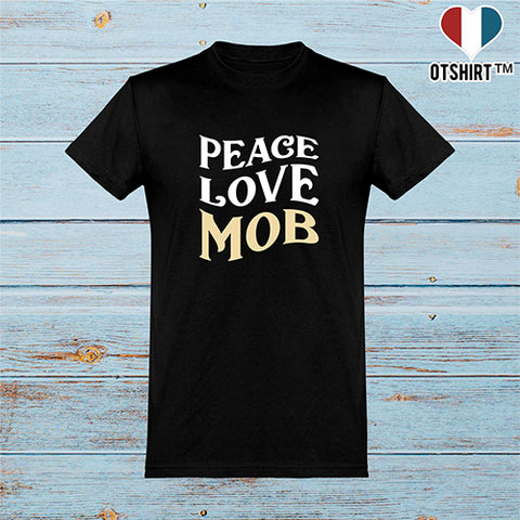  T shirt homme peace love mob