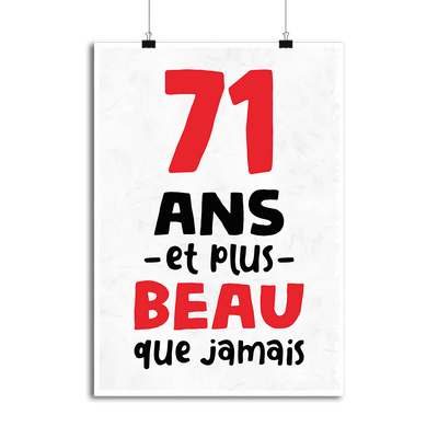 Affiche 71 ans et plus beau